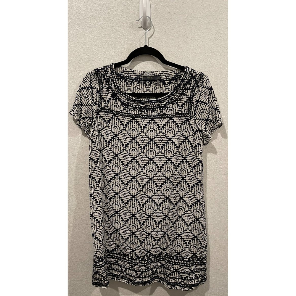 THML Embroidery Navy Blue Tunic Mini Dress